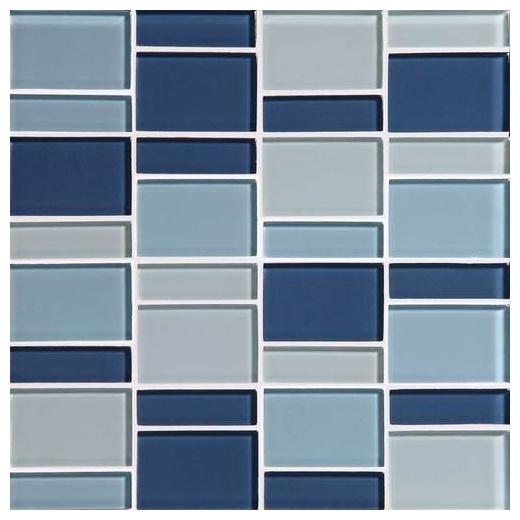 Color Wave Tile Winter Blues 3'' x Block Random Mosaic CW27