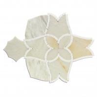 Soho Studio Alstromeria Series White Onyx Marble Tile with Calacatta and White Thassos