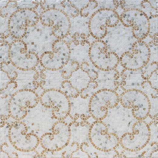 Soho Studio Aristo Series Honey Onyx and Calacatta Polished Marble Mosaic