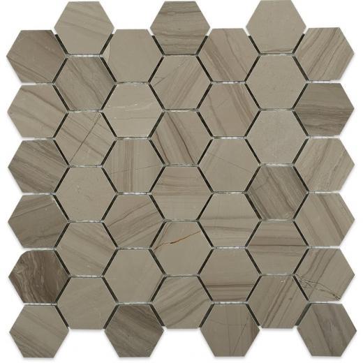 Soho Studio Athens Series Gray 2" Hexagon Marble Tile HEX2INATHGR