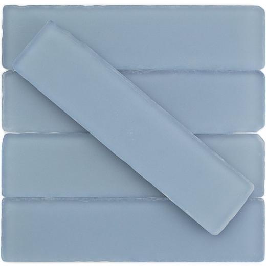 Soho Studio Beach Glass Series 2x8 Pipeline Blue Frosted Glass Tile