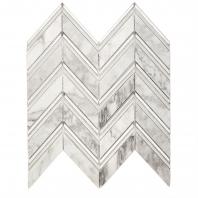 Soho Studio Chevron Series Glacier Carrara with Silver Foil and Super White Lines Marble Tile