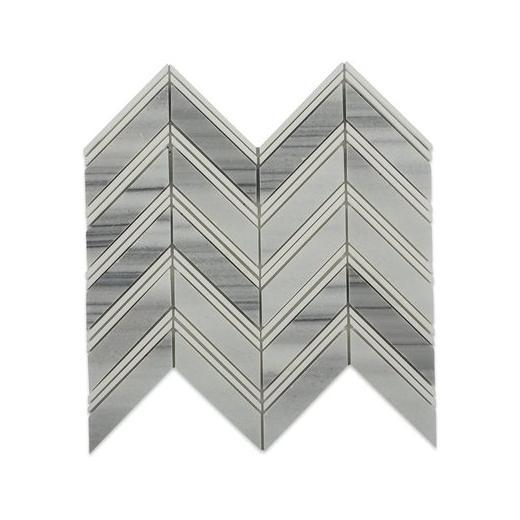 Soho Studio Chevron Series Weave Cipolino with Thassos Marble Tile