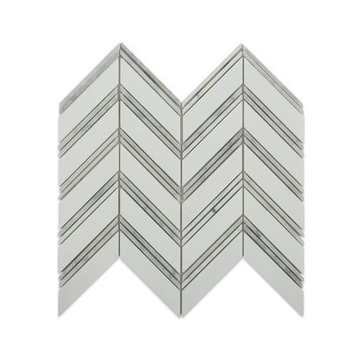 Soho Studio Chevron Series Weave Thassos with Bianco Carrera Marble Tile