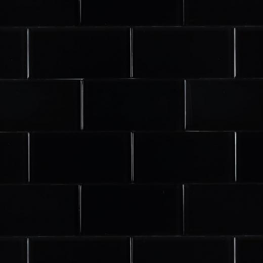 Soho Studio Crystal Series Black 3x6 Subway Glass Tile