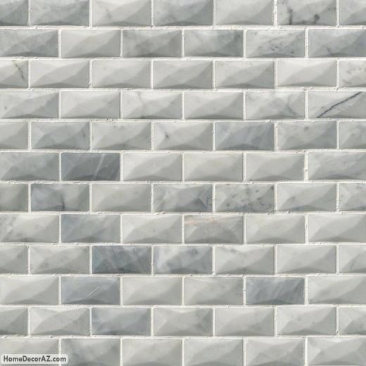 MSI Stone Carrara White 3D Mosaic Backsplash SMOT-CAR-3D-1X2P