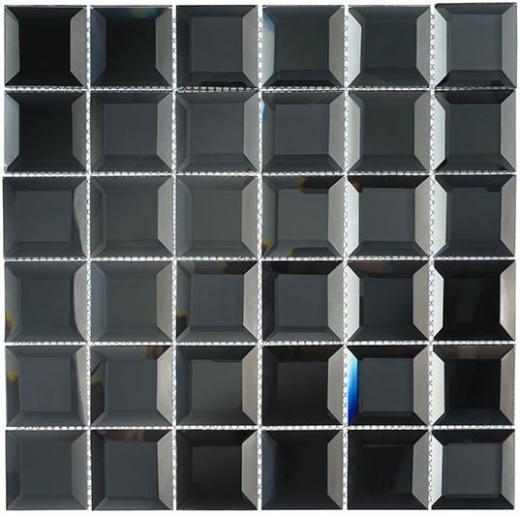 Glasstile Checkers Series Hematite Squares Mosaic Tile CKR112