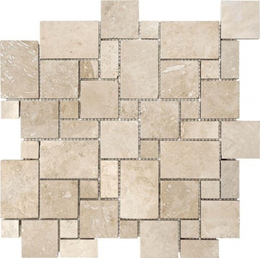 Anatolia Uptown Stone Filled And Honed Ivory Mini Versailles Mosaic ACNS325