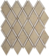 Majestic Textured Crema Marfil Diamond Mosaic Tile by Soho Studio MAJTXCREMA