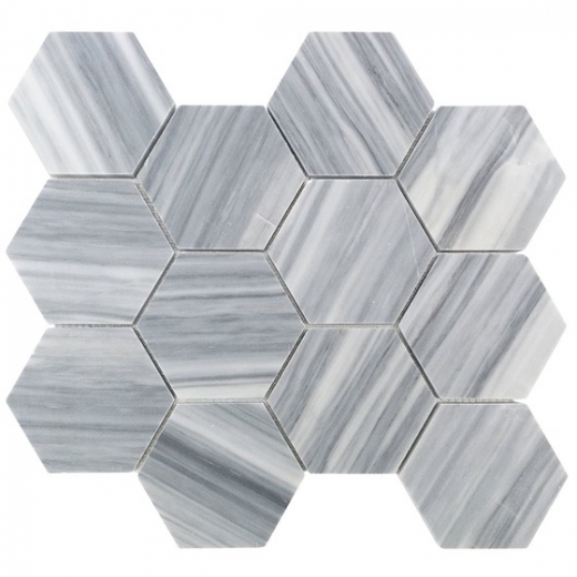 Milan Gray 4" Honed Hexagon Marble Tile by Soho Studio MILANGRY4INHEXHND