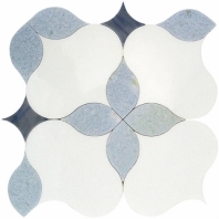 Blue Blazingstar Floral Marble Tile by Soho Studio MJBLUBLZSTR