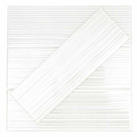 Uptown Glass Stripes White Subway Tile by Soho Studio UPGLSSTP4X12BTWT