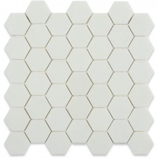 White Thassos 2" Hexagon Marble Tile by Soho Studio HEX2INWTTHS