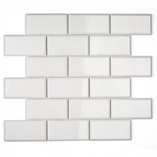White Thassos 2x4 Large Bricks with Beveled Marble Tile by Soho Studio 2X4BEVWTTHAS