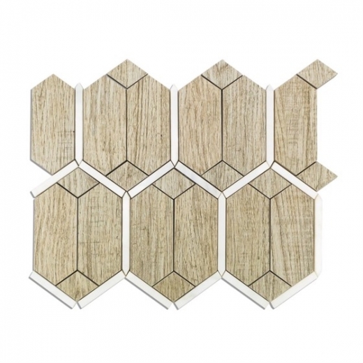 Wood Jet Prunus Gray Wood Look Porcelain Hexagon Tile by Soho Studio WJPRUNUS