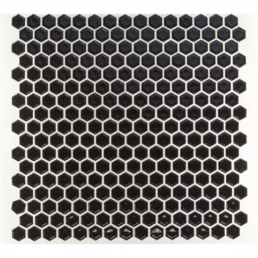 Simple Polished Black Hexagon Tile by Soho Studio SMPHEXSLDPLBLK