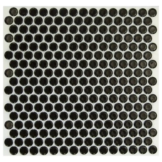 Simple Penny Rounds Polished Black Circle Tile by Soho Studio SMPPNYSLDPLBLK