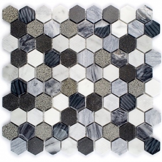 Surface Tech Hex Black Canyon Hexagon Tile by Soho Studio SRFHEXBLKCAN