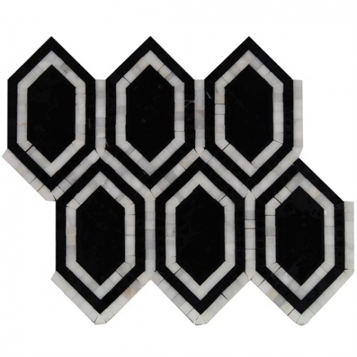 New Era Black Long Hexagon Mosaic Tile by Soho Studio NERAASNBLK