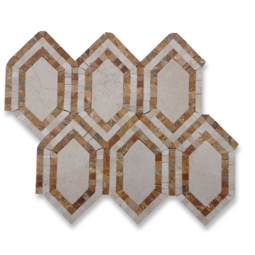 New Era Crema Marfil Long Hexagon Mosaic Tile by Soho Studio NERACRMGD