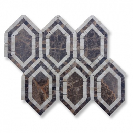 New Era Dark Emperador Long Hexagon Mosaic Tile by Soho Studio NERADKEMPCRM