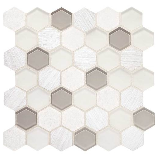 Daltile IB01- Idyllic Blends Tranquil Snow Hexagon Mosaic Tile