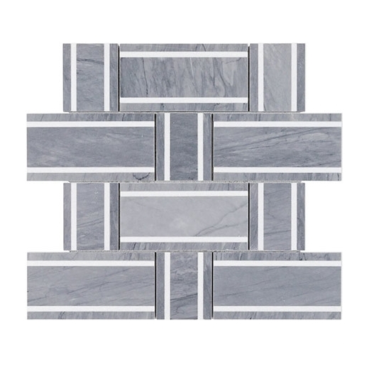 Soho Studio Interlace Burlington Gray and White Thassos Basketweave Tile- INTLACBURLGRYTHS