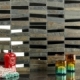 Soho Studio Vision Trapezoid Multicolored Quartz w/ Antique Mirror Stacked Tile- VISTRPZMLQZANMR