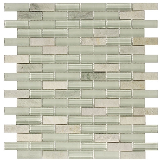 Merola Vetro Marmi Glass brick Mint Green Interlocking Tile G-287