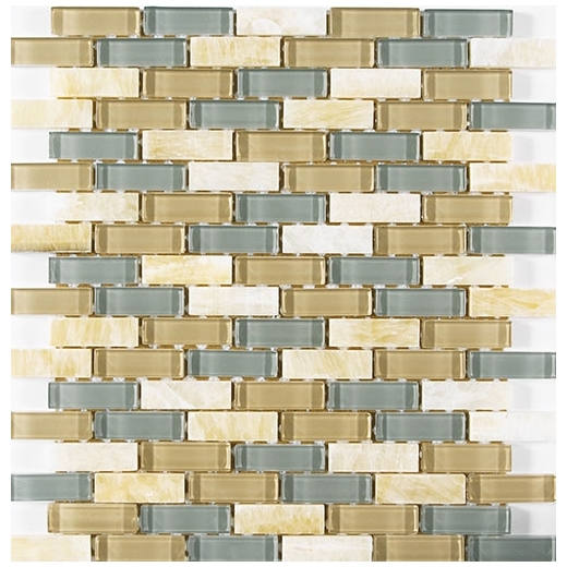 Merola Vetro Marmi Glass brick Ocean Sand Interlocking Tile G-273