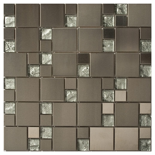 Merola Vetro Marmi Mixed Square Metal & Sand Metallic Tile G-257
