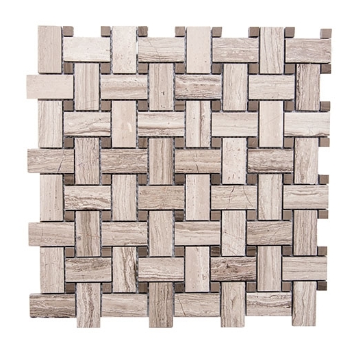 Merola Basketweave Wooden White & Athens Grey Tile MER-BSKT-WDN-WT