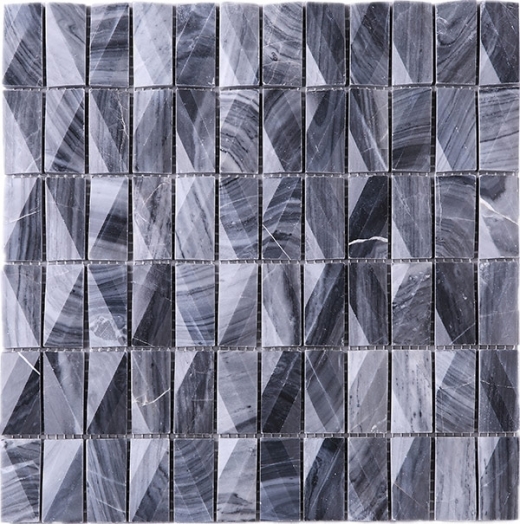 3D Stacked Stone Mosaic Tile Dark Grey J3DCT2