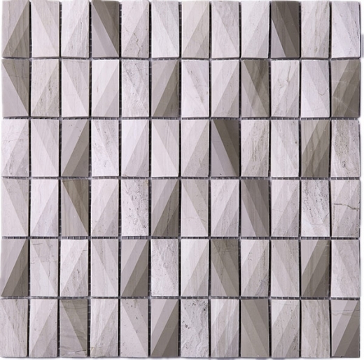 3D Stacked Stone Mosaic Tile Light Beige J3DCT3