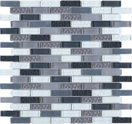 Grey Brick Glass Mosaic Tile JBCD1