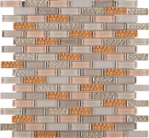 Beige and Orange Brick Glass Mosaic Tile JBCD5