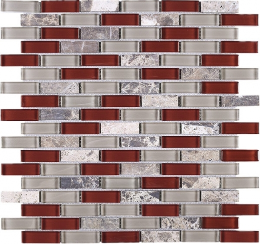 Cherry Grey Brick Glass Mosaic Tile JBCD6