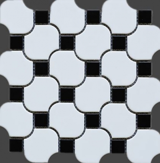 Black White Round Matte Porcelain Mosaic Tile JBTPM18