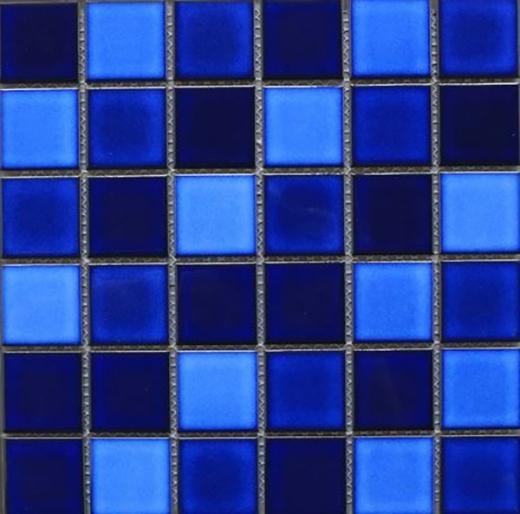 Square 2x2 Grid Porcelain Tropical Blue Night Mosaic Tile JBTPM22