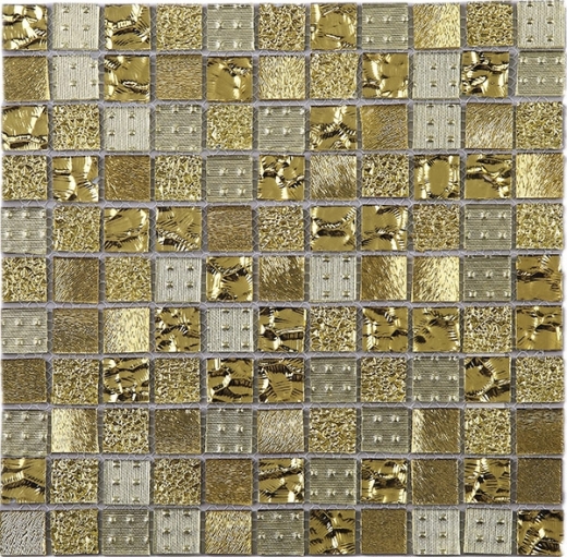 Gold Grid Square Glass Mosaic Tile JGEM2