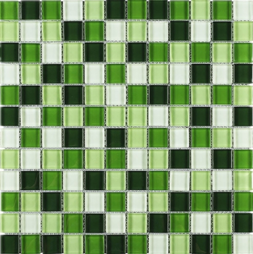 Green Green Grid Square Glass Mosaic Tile JGEM6