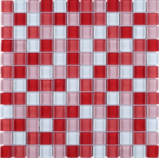 Maple Red Square Glass Grid Square Glass Mosaic Tile JGEM7
