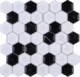 Black and White 3D Hexagon Glass Mosaic Tile JH3D3