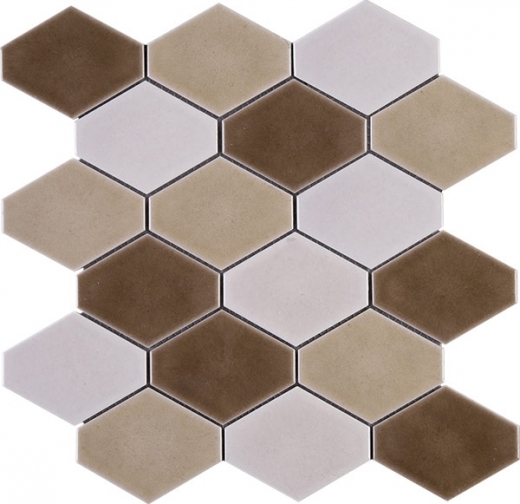 Handmade Brown Diamond Shape Polished Ceramic Mosaic Tile JHMA9