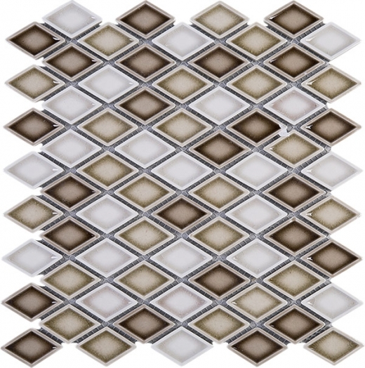 Handmade Brown and White Diamond Ceramic Mosaic Tile Polished JHMA12