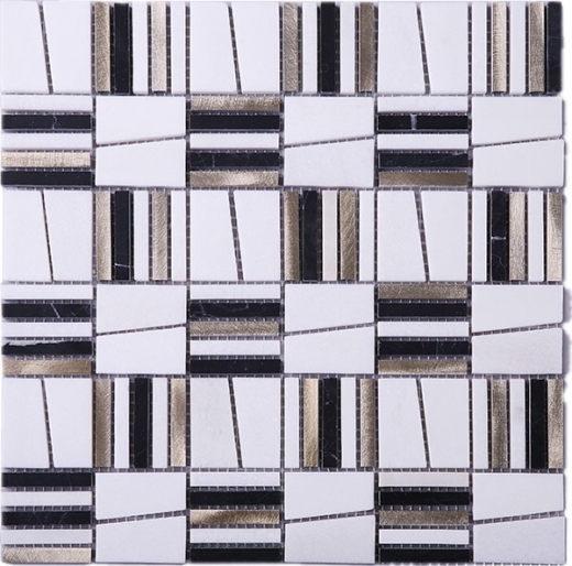 Skyview Square Stone and Aluminum Mosaic Tile JIML2