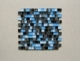 Random Offset Blue Blue and Black Glass Stone Mosaic Tile JIST4