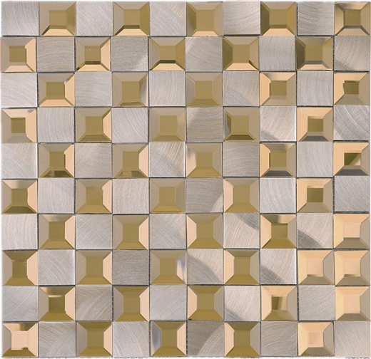 Beveled Glass 1x1 Mosaic Aluminum Brown Square Tile JMRM6