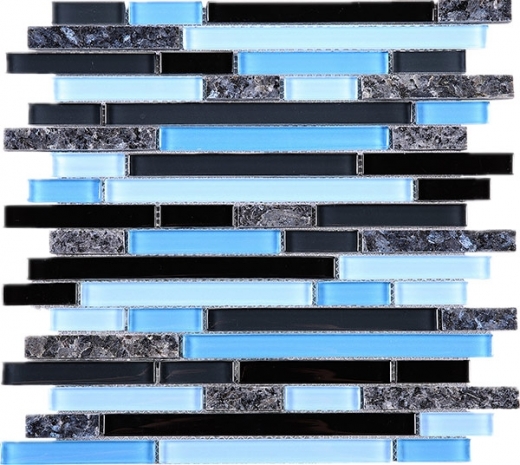 Blue Black Glass Interlocking Glass Aluminum Mosaic Tile JNLQ6
