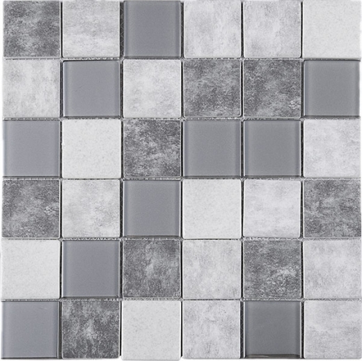 2x2 Grid Grey Square Glass Mosaic Tile JREGL2